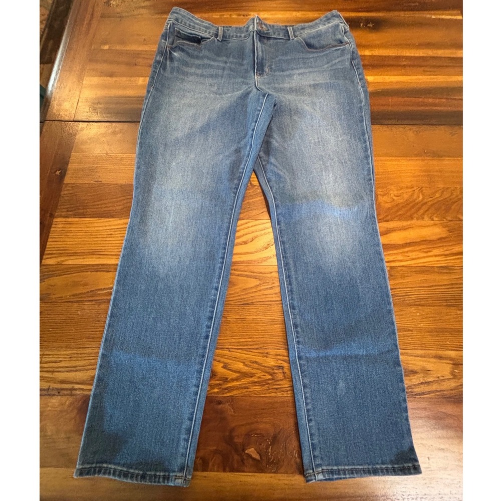 Old Navy Power Straight Jeans Womens 16 Medium Wash Denim High Rise Stretch